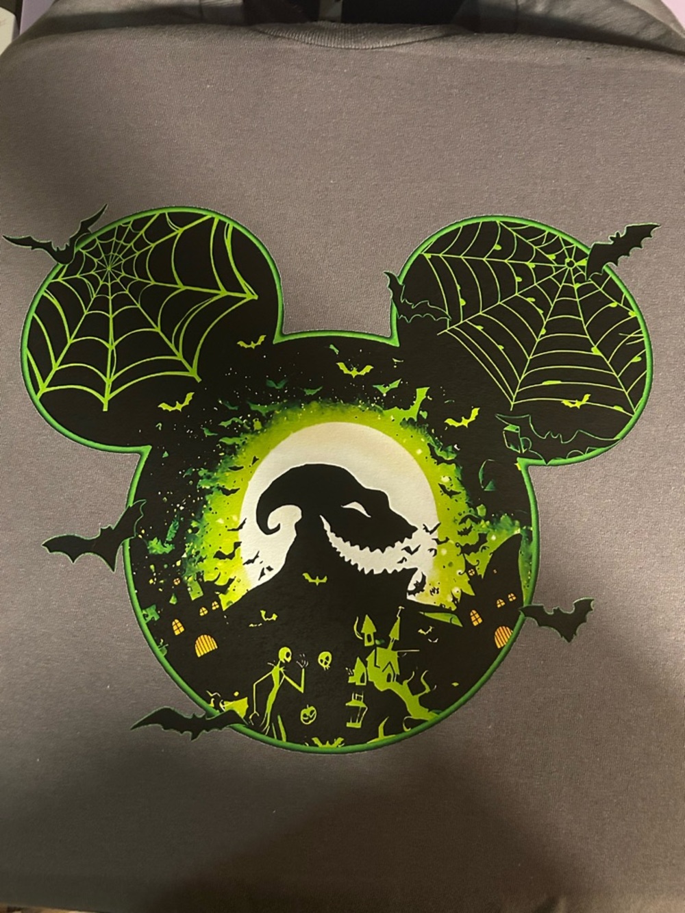 Oogie Boogie Jack Skellington Mickey Silhouette Graphic Tee - Neon Grn & Blk XLG
